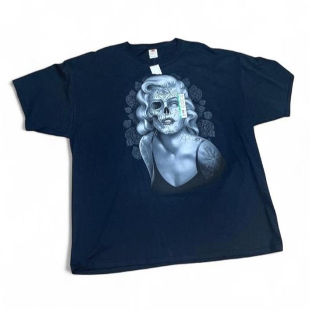 Marilyn Monroe Day of the Dead Sugar Skull T-Shirt 3XL Black Deadstock NWT